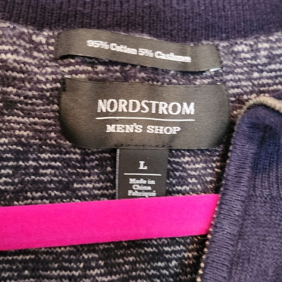Men's Nordstrom Blue sweater Cardigam Cotton Cashmere size large J3 - Picture 3 of 3